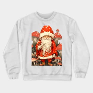 Santa Claus: Santa is the Mushroom (Amanita Muscaria Mushroom) on a light (Knocked Out) background Crewneck Sweatshirt